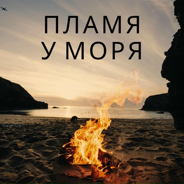 Обложка: костер на пляже - Огонь у волн